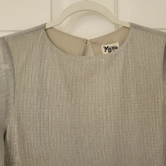 Show Me Your Mumu Size Small Jenner Dress Micro Pleat Silver Ombre - Picture 4 of 13